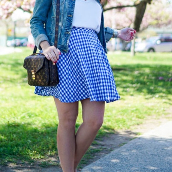 J.Crew Pleated Linen Gingham Mini Skirt Blue White Size - Picture 2 of 8